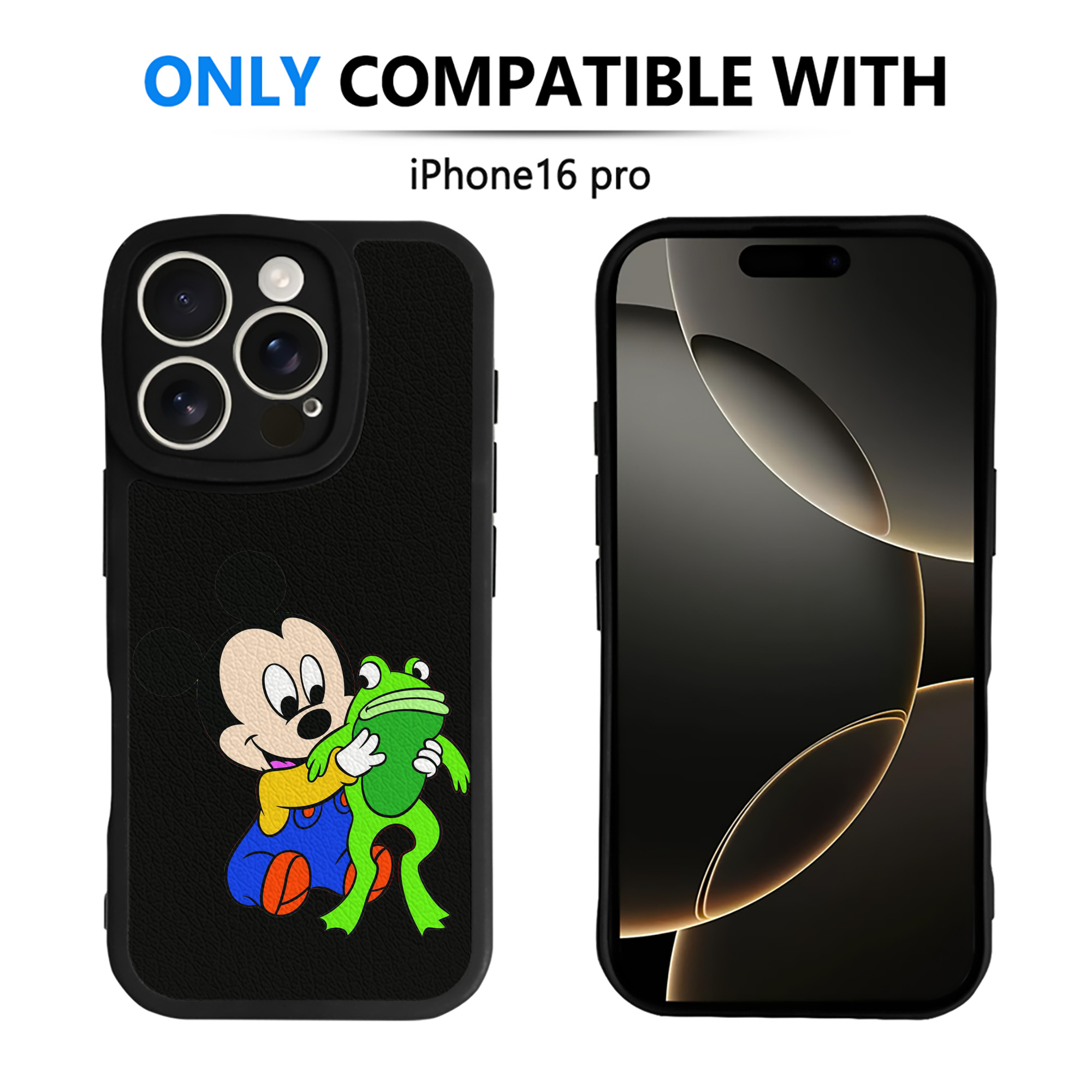 （画像用） ミッキーマウス Mickey Mouse 【iPhone 16シリーズ対応】シリコンスマホケース（レザー調） 材質：シリコン